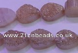 CAG8291 7.5 inches 13*18mm teardrop champagne plated druzy agate beads