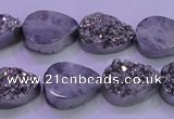 CAG8292 7.5 inches 13*18mm teardrop silver plated druzy agate beads