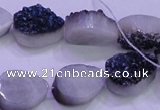 CAG8296 7.5 inches 13*18mm teardrop blue plated druzy agate beads