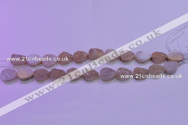 CAG8301 7.5 inches 15*20mm teardrop champagne plated druzy agate beads