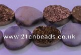 CAG8303 7.5 inches 15*20mm teardrop gold plated druzy agate beads