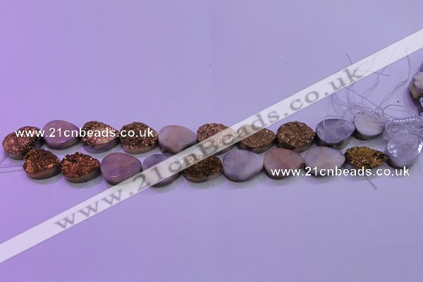 CAG8303 7.5 inches 15*20mm teardrop gold plated druzy agate beads