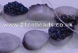 CAG8306 7.5 inches 15*20mm teardrop blue plated druzy agate beads