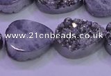 CAG8312 7.5 inches 18*25mm teardrop silver plated druzy agate beads