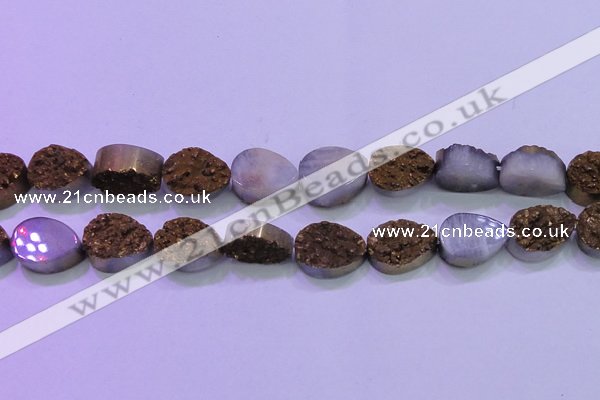 CAG8313 7.5 inches 18*25mm teardrop gold plated druzy agate beads