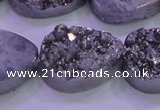 CAG8322 7.5 inches 20*30mm teardrop silver plated druzy agate beads