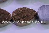 CAG8323 7.5 inches 20*30mm teardrop gold plated druzy agate beads