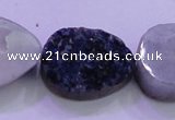 CAG8326 7.5 inches 20*30mm teardrop blue plated druzy agate beads