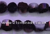 CAG8335 7.5 inches 10mm coin purple plated druzy agate beads