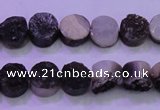 CAG8337 7.5 inches 10mm coin black plated druzy agate beads