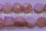 CAG8341 7.5 inches 12mm coin champagne plated druzy agate beads