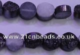 CAG8347 7.5 inches 12mm coin black plated druzy agate beads