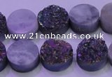 CAG8354 7.5 inches 14mm coin rainbow plated druzy agate beads