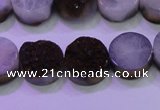 CAG8355 7.5 inches 14mm coin purple plated druzy agate beads