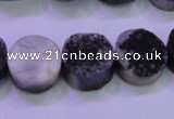 CAG8357 7.5 inches 14mm coin black plated druzy agate beads