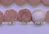 CAG8361 7.5 inches 16mm coin champagne plated druzy agate beads