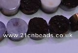 CAG8365 7.5 inches 16mm coin purple plated druzy agate beads