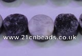 CAG8367 7.5 inches 16mm coin black plated druzy agate beads