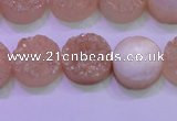 CAG8371 7.5 inches 18mm coin champagne plated druzy agate beads