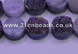 CAG8374 7.5 inches 18mm coin rainbow plated druzy agate beads