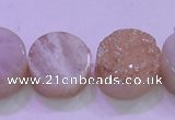 CAG8381 7.5 inches 20mm coin champagne plated druzy agate beads