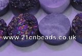 CAG8384 7.5 inches 20mm coin rainbow plated druzy agate beads