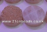 CAG8391 7.5 inches 25mm coin champagne plated druzy agate beads