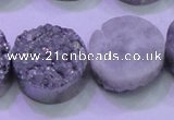 CAG8392 7.5 inches 25mm coin silver plated druzy agate beads