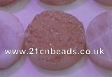 CAG8401 7.5 inches 30mm coin champagne plated druzy agate beads