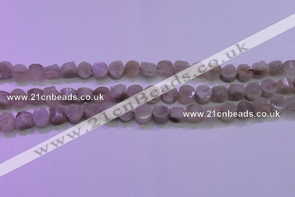 CAG8430 15.5 inches 10mm coin grey druzy agate gemstone beads