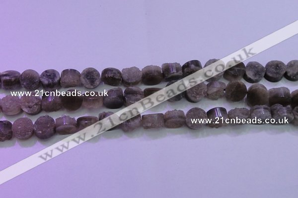 CAG8431 15.5 inches 12mm coin grey druzy agate gemstone beads