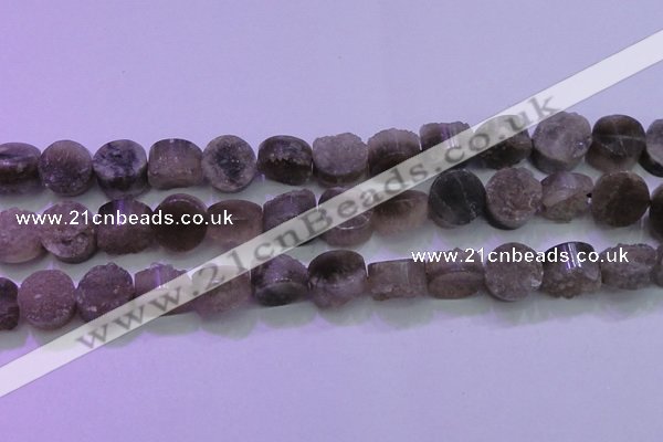 CAG8433 15.5 inches 16mm coin grey druzy agate gemstone beads