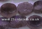 CAG8444 15.5 inches 15*20mm oval grey druzy agate gemstone beads