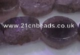 CAG8446 15.5 inches 20*30mm oval grey druzy agate gemstone beads