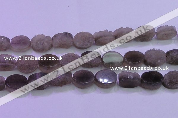 CAG8446 15.5 inches 20*30mm oval grey druzy agate gemstone beads