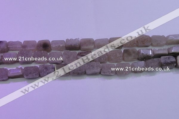 CAG8451 15.5 inches 10*14mm rectangle grey druzy agate gemstone beads