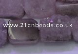 CAG8454 15.5 inches 15*20mm rectangle grey druzy agate gemstone beads