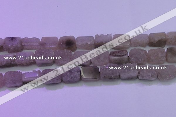 CAG8454 15.5 inches 15*20mm rectangle grey druzy agate gemstone beads