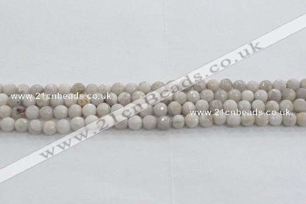 CAG8514 15.5 inches 6mm faceted round grey agate beads wholesale