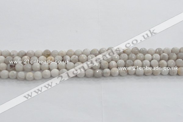 CAG8515 15.5 inches 8mm faceted round grey agate beads wholesale