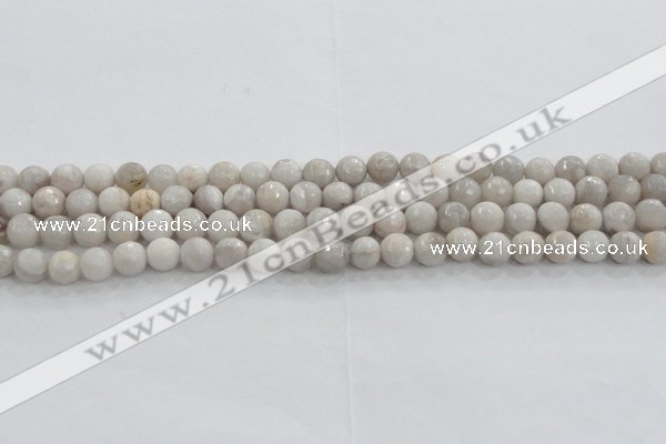 CAG8516 15.5 inches 10mm faceted round grey agate beads wholesale