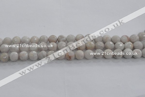 CAG8517 15.5 inches 12mm faceted round grey agate beads wholesale