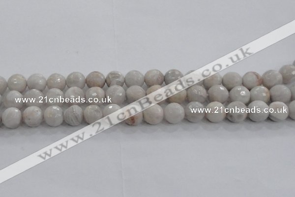 CAG8518 15.5 inches 14mm faceted round grey agate beads wholesale