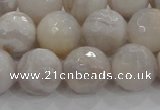 CAG8519 15.5 inches 16mm faceted round grey agate beads wholesale