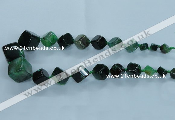 CAG8525 15.5 inches 9*10mm - 23*24mm cube dragon veins agate beads