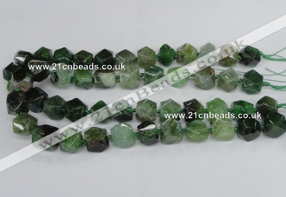CAG8555 12*14mm - 14*15mm faceted nuggets dragon veins agate beads