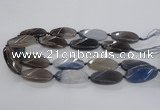 CAG8568 20*40mm faceted & twisted oval grey agate beads wholesale