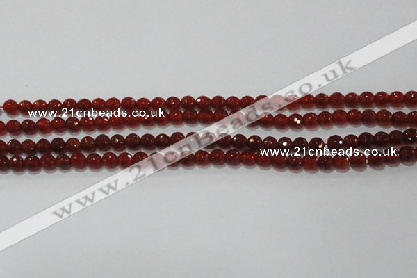 CAG8590 15.5 inches 6mm faceted round red agate gemstone beads