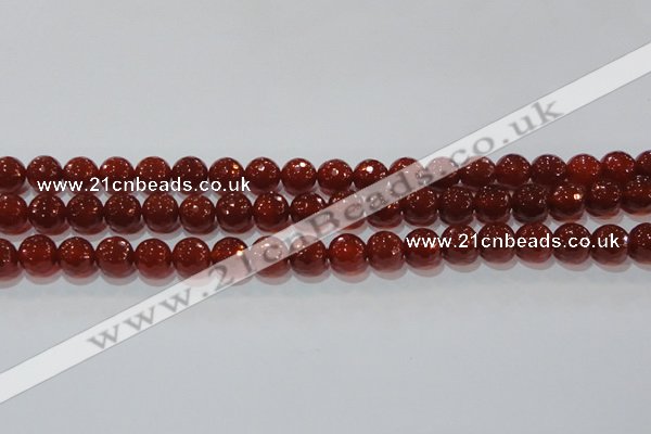 CAG8592 15.5 inches 10mm faceted round red agate gemstone beads