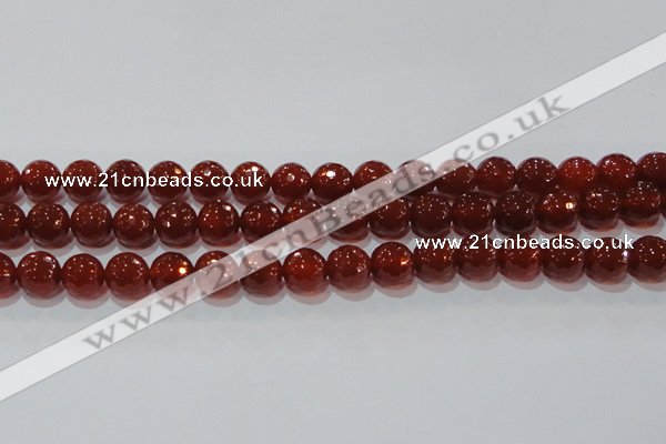 CAG8593 15.5 inches 12mm faceted round red agate gemstone beads